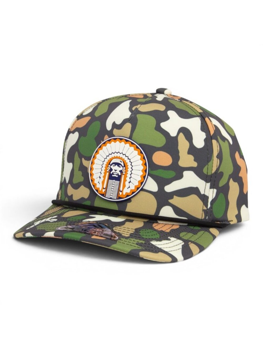 Illinois Fighting Illini Chief Illiniwek 3D Duck Camo Rope Hat- Bayou